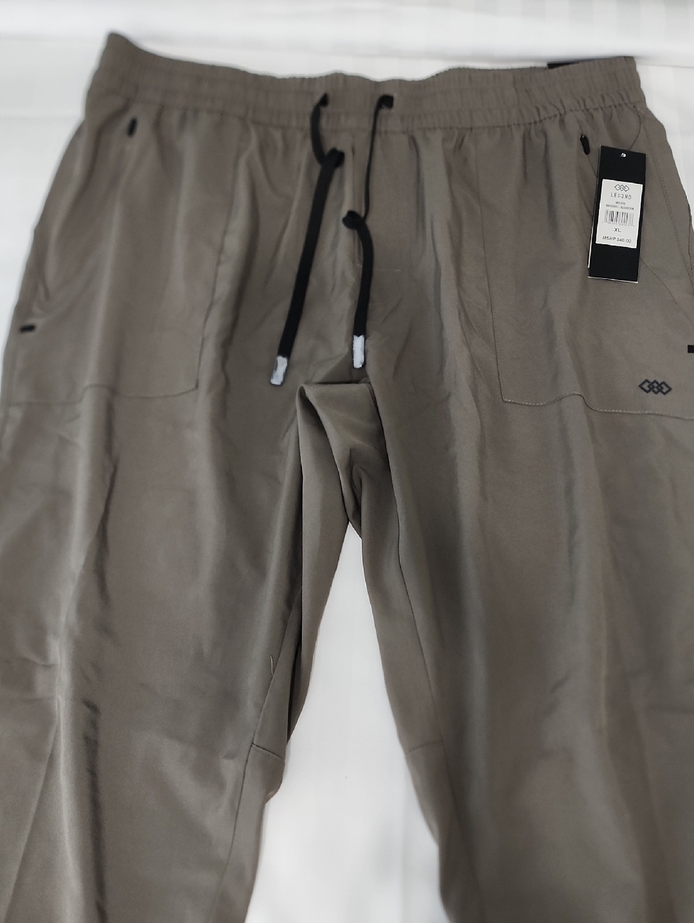 Men's Elastic Drawstring Joggers in Taupe - Picture 3 of 7
